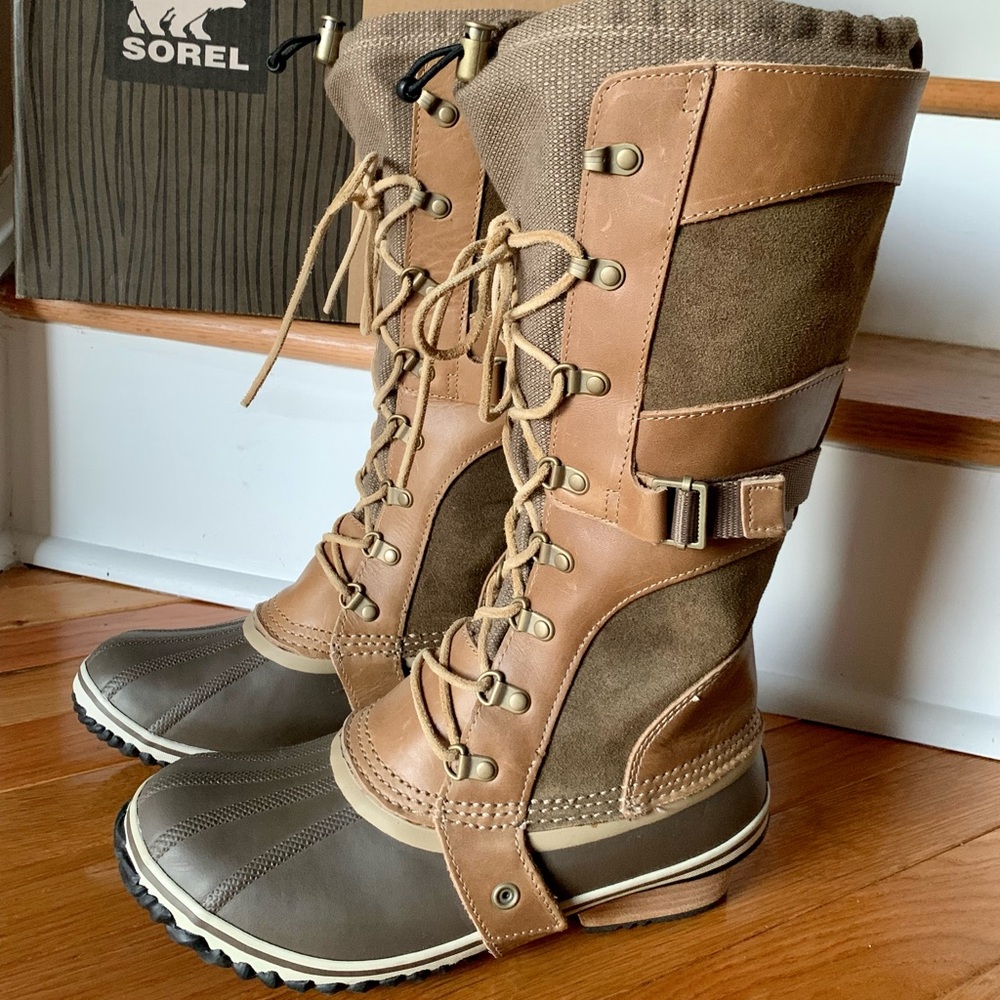 🚫SOLD🚫Sorel Conquest Carly Tan Tall Boot RARE sz 10